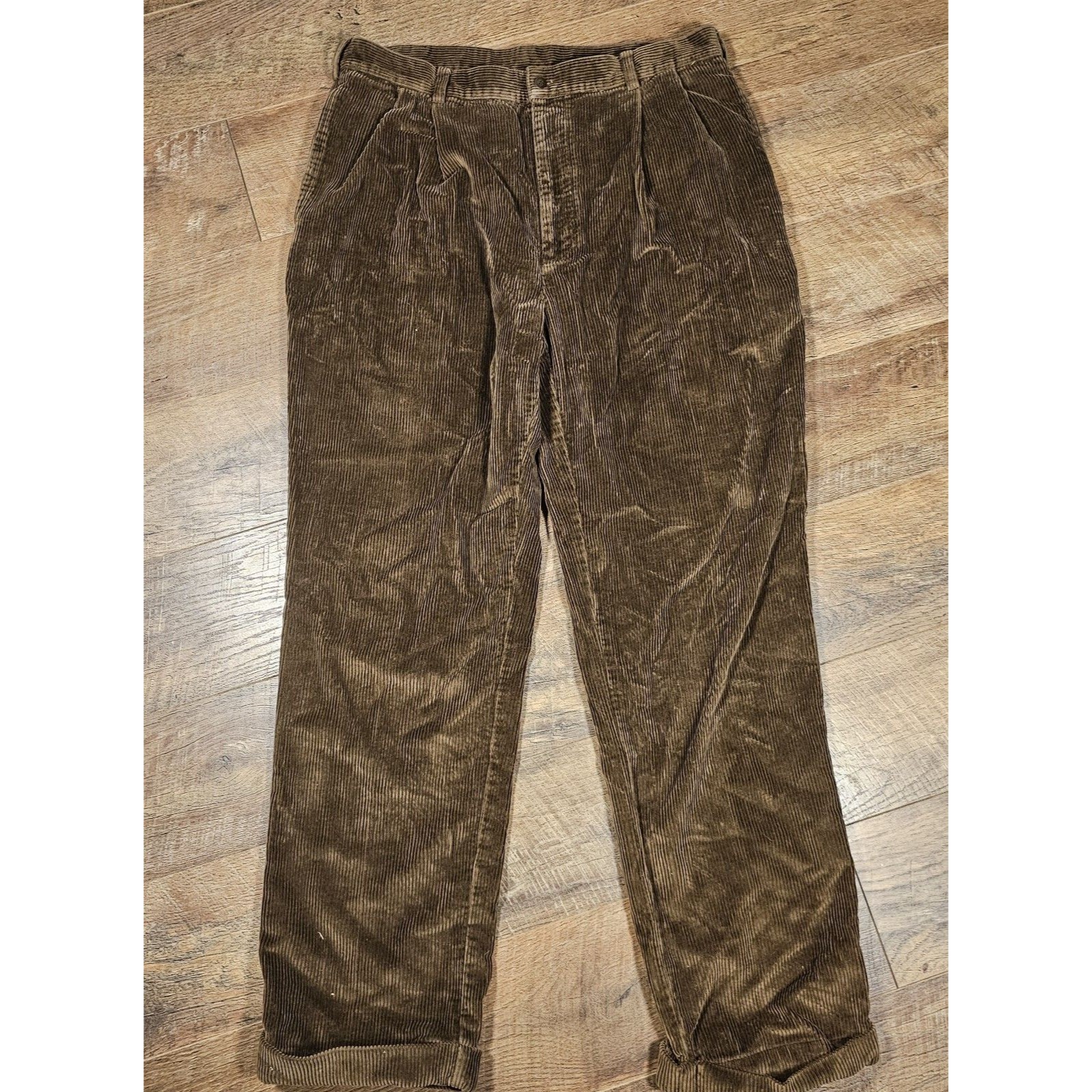 Jos. A. Bank Men's Corduroy Chino Pants Pleated Classic Brown 100% Cotton 36x32